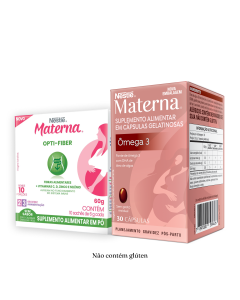 Materna Ômega 30 caps e Materna Fibras 60g com 50% OFF